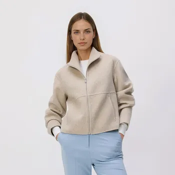 Dámský kabát Reserved - Ruční vlněný kabát - béžová - YU152-08X - YU152-08X-XS