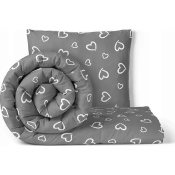 Povlečení Kopie - Povlečení 140x200 cm, 70x80 cm, 140 g/m2, bavlna 100% Bílá Srdce Obvod