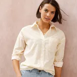 Dlouhá košile s potiskem rostliny bílá/žlutá 44