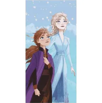 Plážová osuška 70x140 Ledové Království Anna a Elsa modrá bavlněná 320 g/m2