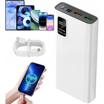 Powerbanka Bílá Powerbanka 50000mAh 22.5W Type-C Rychlé Nabíjení pro iPhone Samsung Xiaomi Huawei