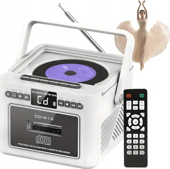 CD přehrávač PŘENOSNÝ CD PŘEHRÁVAČ S BLUETOOTH, AUX, SD, FM RÁDIEM A KAZETOVÝM PŘEHRÁVAČEM, BÍLÝ