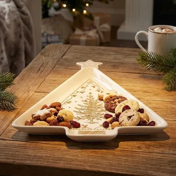 Vánoční etažér ve tvaru stromku EASY LIFE 21 × 16 cm bílý