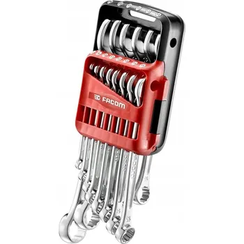 Klíč FACOM Sada Otevřených a Očkových Klíčů 14 Kusů 7-22 mm Chromované, Saténový Povrch