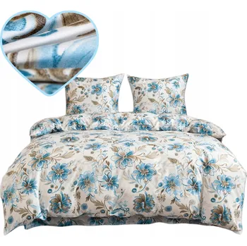 Povlečení Povlečení 160x200 SATÉN Z BAVLNY SVĚTLE MODRÉ KVÍTKY