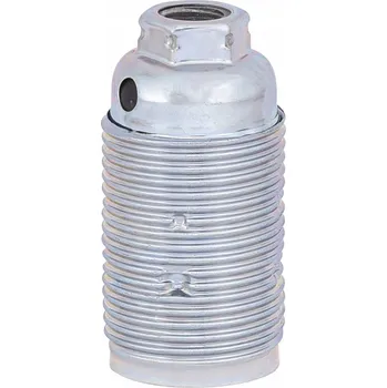 Objímka na žárovku Objímka žárovky E14 kovová s vnějším závitem, stříbrná, POZINKOVANÁ