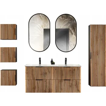 Koupelnový nábytek Sestava koupelnového nábytku 120 XILO BLACK s umyvadlem a zrcadly + SYFON DÁREK