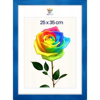 Obraz Rámeček na fotografie 25 x 35 cm, modrý, z přírodního dřeva