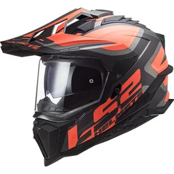 Helma na motorku LS2 Helmets LS2 MX701 EXPLORER ALTER MATT BLACK FL.ORANGE - XS