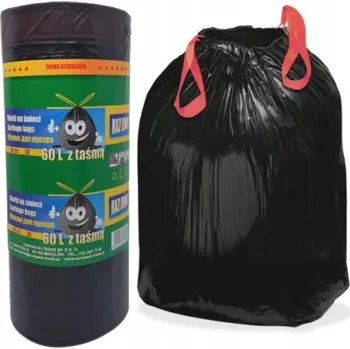 Pytle na odpadky Pytle na odpadky se stahovací páskou 60L Raz Dwa – 40 ks | pevné, univerzální