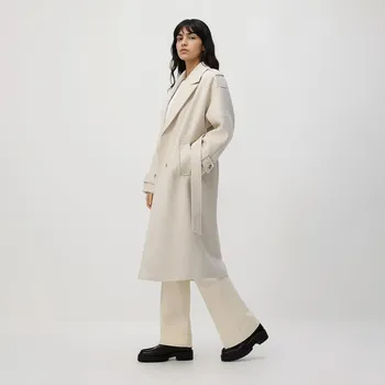 Reserved - Dvouřadý kabát s&nbsp;páskem - tělová - 475IA-02X - 475IA-02X-XS