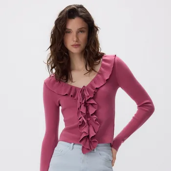 Dámský svetr Reserved - Svetr s volánem - světle fialová - 747IM-34X - 747IM-34X-S