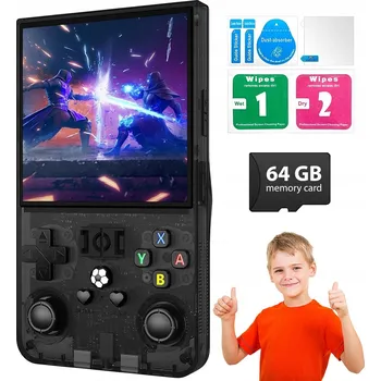 Herní konzole PŘENOSNÁ RETRO HERNÍ KONZOLE R36MAX 4.0" s 20000 HRY, 64GB, IPS DISPLEJ, ERGONOMICKÁ, ČERNÁ