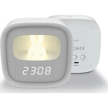 Budík Budík s noční LED lampičkou ve tvaru králíčka PURE FNL-06 AURORA bílý čtvercový Forever