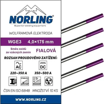 Příslušenství ke svářečce Elektroda wolframová WGE3 4,0/175 fialová NORLING