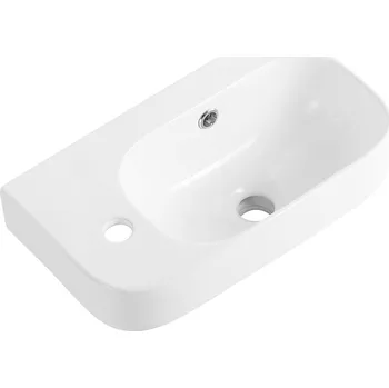 CERANO - Umývátko keramické - nástěnné - Arco - levá - bílá lesklá - 45x25 cm