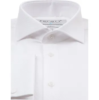 Pánská móda FERATT Pánská košile F-LINE Stev SLIM bílá manžetové knoflíčky Velikost: L 170