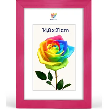 Obraz Rámeček na fotografie A5 14,8 x 21 cm, růžový, z přírodního dřeva