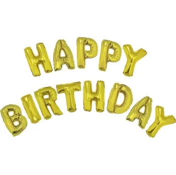 Foliové balónky Happy Birthday zlaté 41cm