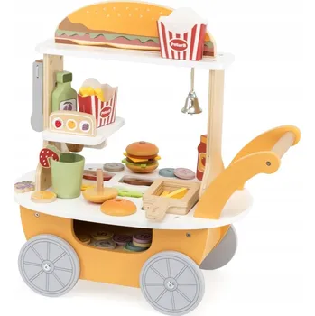 Dřevěná hračka MINI OBCHŮDEK RYCHLÉHO OBČERSTVENÍ S HAMBURGERY KREATIVNÍ HRA OBCHOD STÁNEK VIGA