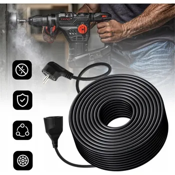 Napájecí kabel PRODLUŽOVACÍ KABEL 20M SILNÝ KABEL 3×0,75MM2 OCHRANA PROTI ZKRATU