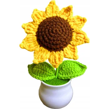 Obraz RUČNÍ VÝROBA HÁČKOVANÉ KVĚTINY SLUNEČNICE DEKORACE DOMU SADA DÁREK