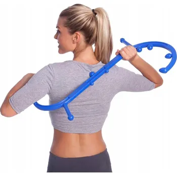 Masážní přístroj MASÁŽNÍ PŘÍSTROJ S-SHAPED PLASTOVÝ MODRÝ PŘENOSNÝ PRO CELÉ TĚLO