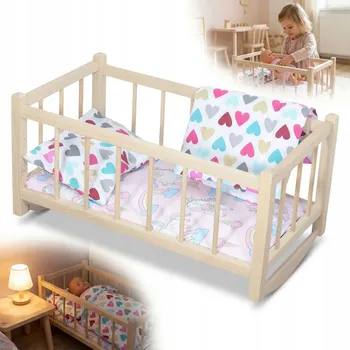 Doplněk pro panenku Kolébka pro panenky Peewit dřevěná béžová 25 cm