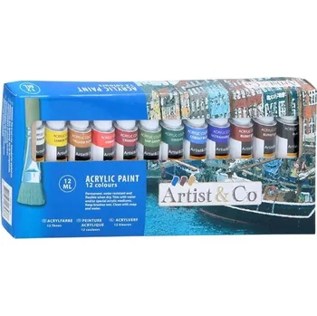 Vodová barva Akrylové barvy Artist&Co 12 ks x 12 ml