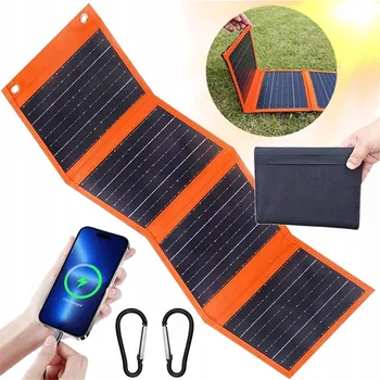 IP kamera 25W PANEL SOLARNY TYPE-C USB A NABÍJEČKA PRO MOBILNÍ ZAŘÍZENÍ ČERNÝ