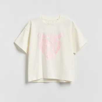 Reserved - Tričko s metalízovým potiskem - krémová - 406HU-01X - 406HU-01X-U15