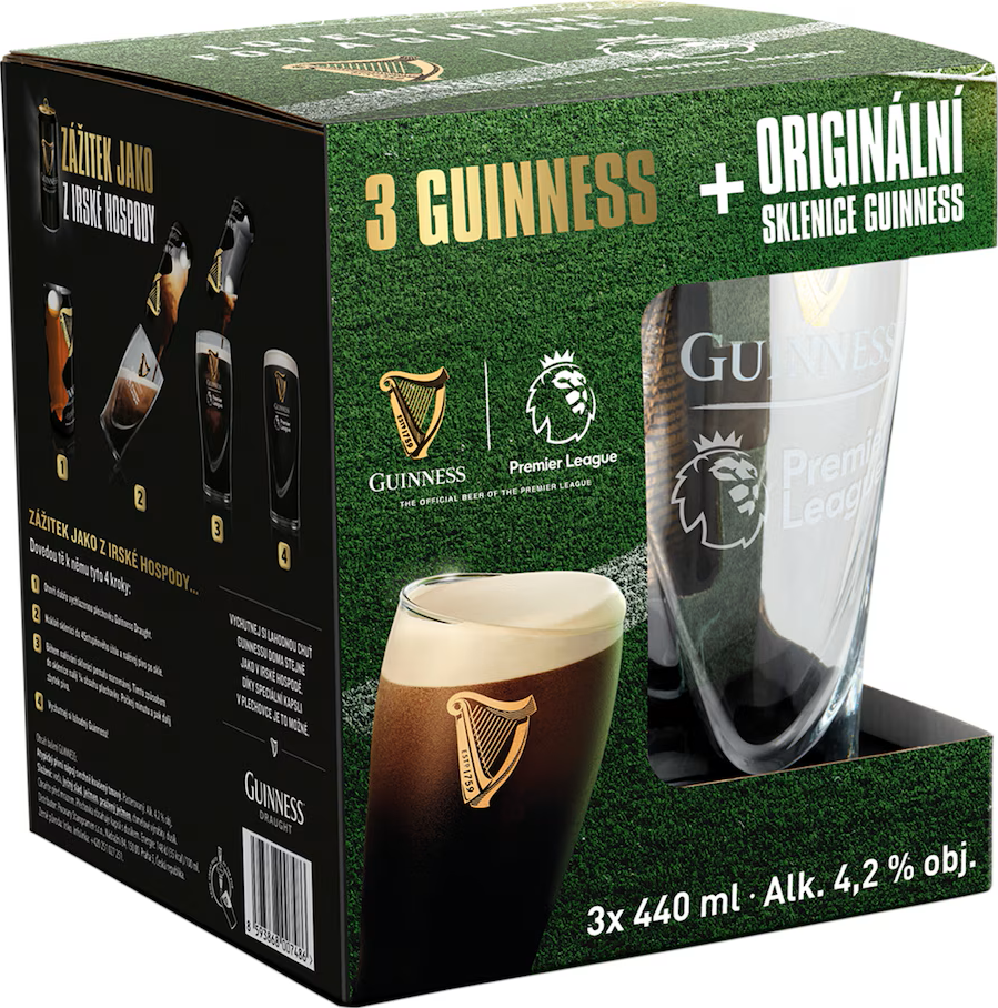 Guinness Draught 3x0,44l + sklenice