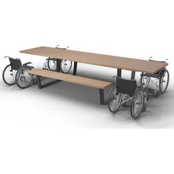 Zahradní lavice HTI Inkluzivní venkovní stůl Talco III Typ ukotvení: dlouhé (k zabetonování), Barva konstrukce: zelená komaxit (RAL 6005)