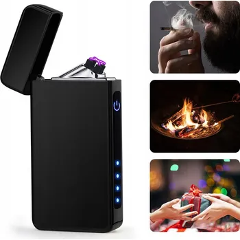 Bezpečnostní kamera METALOWA ZAPALNICZKA USB ELEKTRONICKÝ VĚTRUODOLNÝ BEZPEČNÝ ČERNÝ