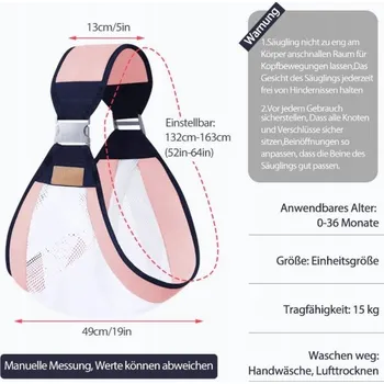 TYUODNA Nosítko Pro Miminka Nastavitelné 0 - 36 Měsíců Růžové