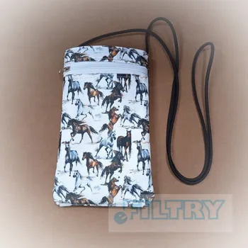 Taška - kapsička na mobil KONĚ s popruhem paracord