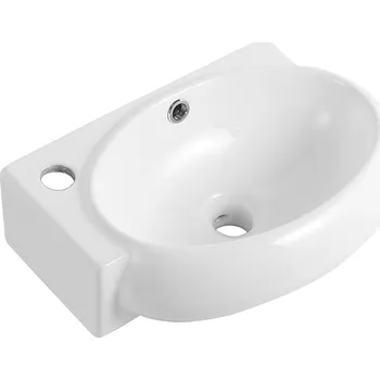 CERANO - Umývátko keramické - nástěnné - Avorio - levá - bílá lesklá - 42x28 cm