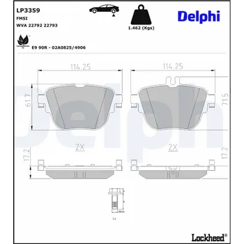 Autodíl Sada brzdových destiček, kotoučová brzda DELPHI LP3359