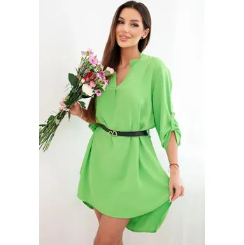 Dámské šaty Šaty s delšími zády a páskem pistáciová UNI