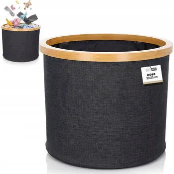 Úložný box Úložný koš textilní organizér šedý kulatý 30x25 cm