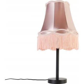Lampička Klasická stolní lampa černá se stínidlem Granny růžové 30 cm - Simplo