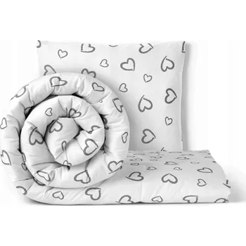 Povlečení Povlečení 140 x 200 cm, 70 x 80 cm, 140 g/m2, bavlna 100% šedé srdce Obvody na B