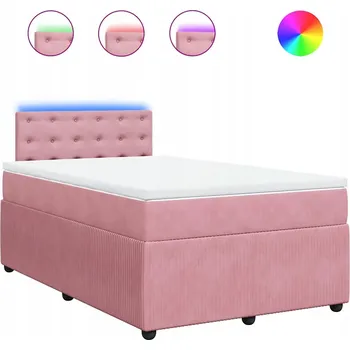 Postel Kontinentální postel růžová s LED osvětlením 190 x 120 x 100,5 cm