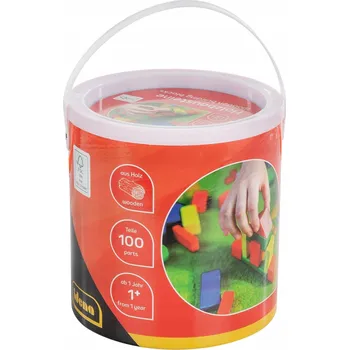 ostatní stavebnice IDENA Dřevěné Stavebnice pro Děti 100 Kusů Barevné Od 12 Měsíců