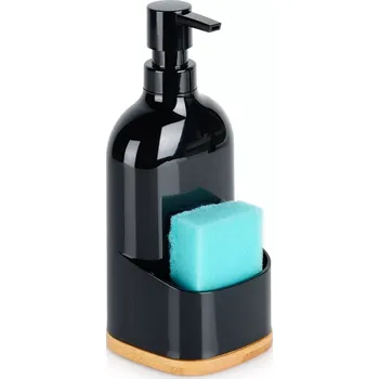 Dávkovač mýdla Dávkovač na mycí prostředek s držákem na houbičku, černý, 500 ml