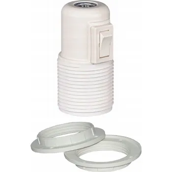 Objímka na žárovku Objímka se SPÍNAČEM závitová patice pro žárovku E27 BÍLÁ