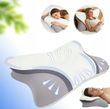 Polštář Ergonomický Polštář z paměťové pěny ve tvaru rybího ocasu – Podpora krku