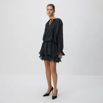 Dámské šaty Reserved - Mini šaty s vázáním - černý - 393IK-99X - 393IK-99X-M