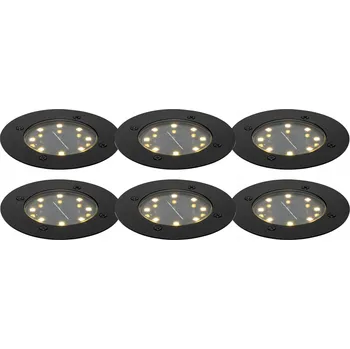 Venkovní osvětlení Sada 6 černých zahradních zemních svítidel s LED IP65 napájených energií