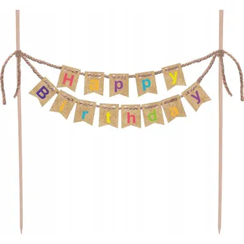 Jedlá dekorace na dort Zápich do dortu Aperx Happy Birthday DC2663 20 cm 1 Ks.